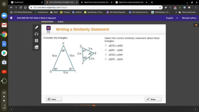 Select the correct similarity statement