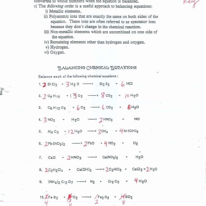 Introduction to balancing equations worksheet