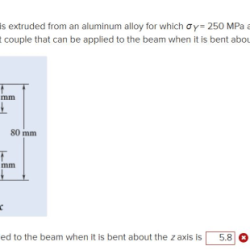 A beam has the extruded cross section shown below where